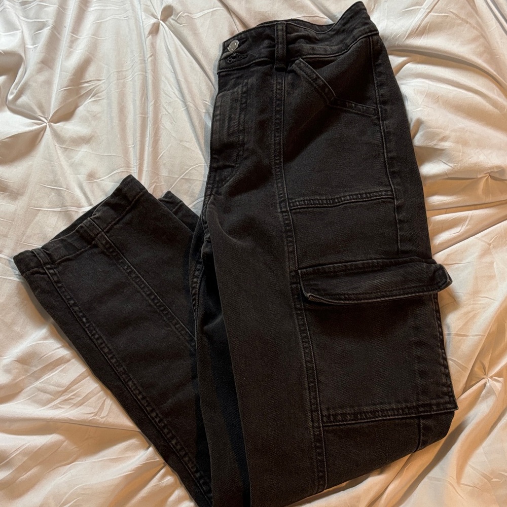 H&M Black Denim Cargo Pants
